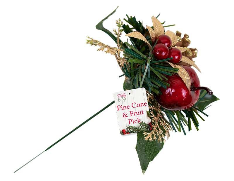 Christmas Pine Cone & Fruit Pick With PDQ