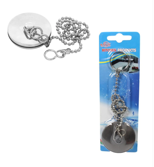 Chrome Metal Bathroom Bath Plug 4cm And Chain 18"