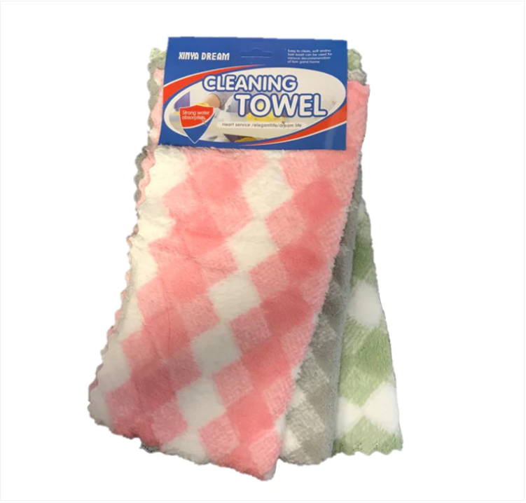 Cleaning Towel Cloth 27 x 28 cm Pack of 3 Assorted Colours