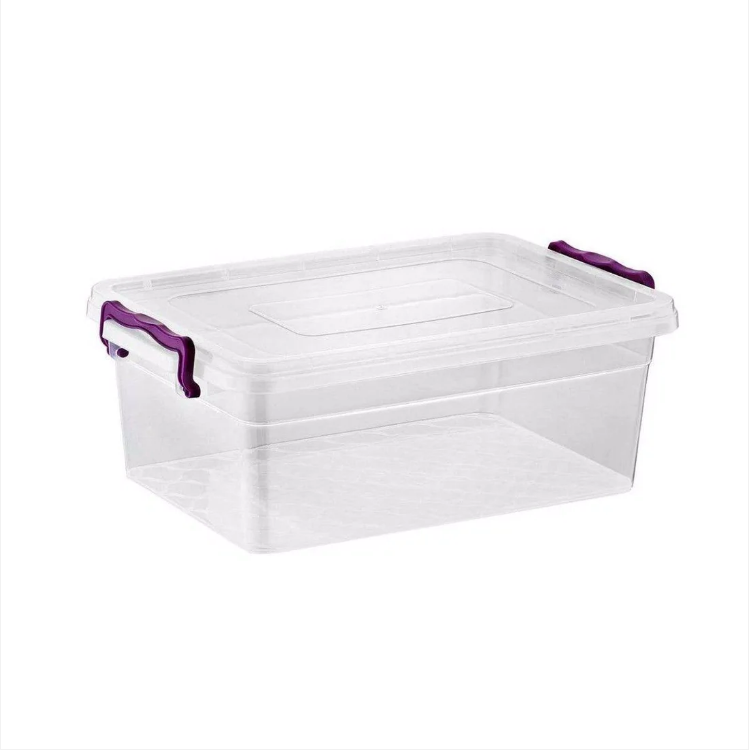 Clear 7.50 Litre 2 Clip Handles Rectangle Container