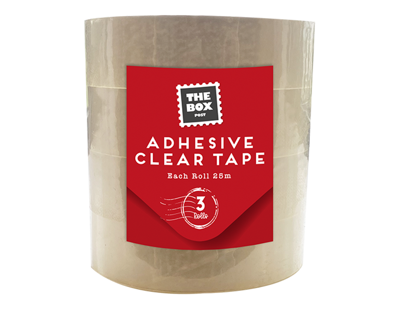 Clear Adhesive Tape 3pk 25m PDQ