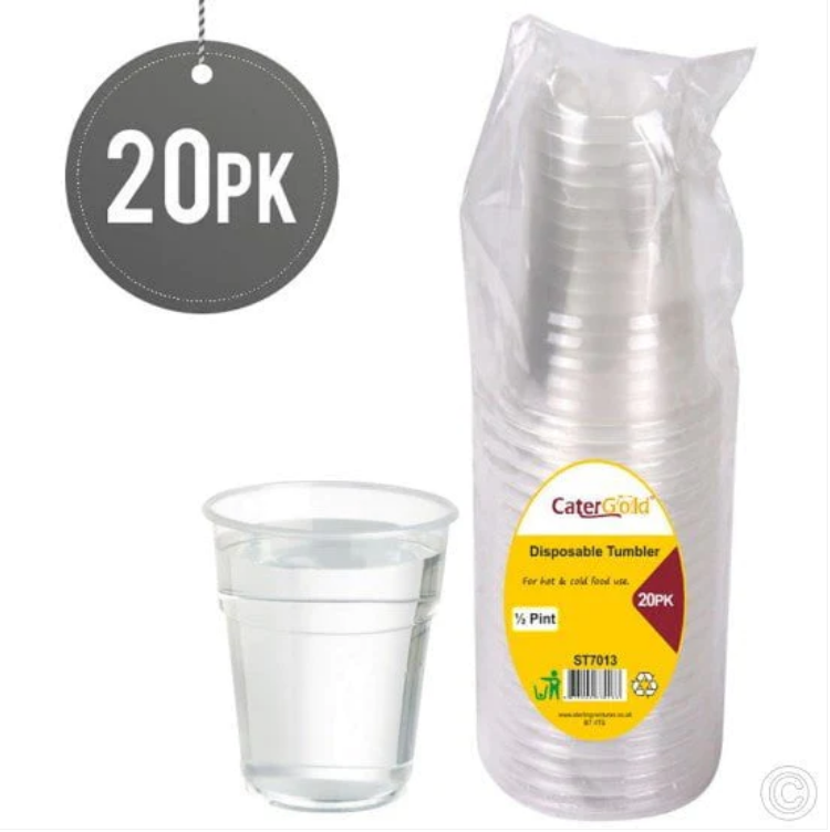 Clear Disposable Tumblers 0.5 Pint 20 Pack