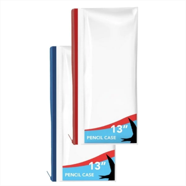 Clear Exam Pencil case 13" Assorted Colours