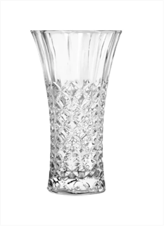 Clear Glass Flower Vase Diamond Pattern 23 x 13 cm