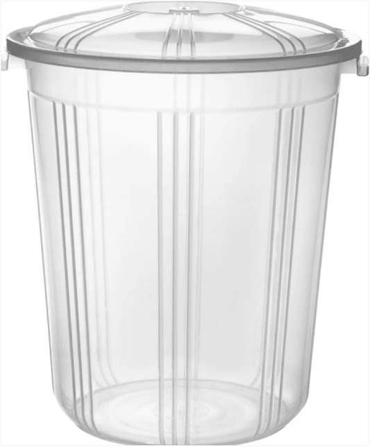 Clear Plastic Bucket With Lid Carry Handle Storage Container Box Bin 50 Litre