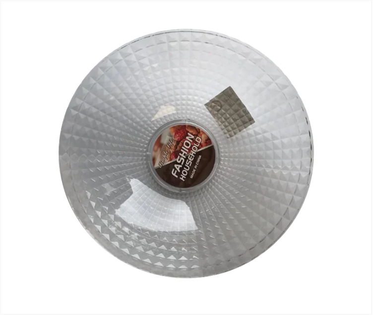 Clear Plastic Fruit Bowl with Stand Diamond Cushion Pattern 19 x 10 cm