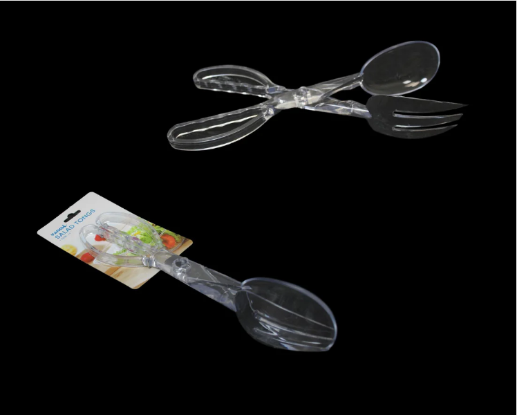 Clear Plastic Kitchen BBQ Salad Food Serving Tongs 28 cm