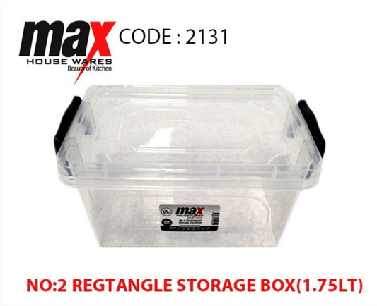 Clear Plastic Rectangle Storage Box 1.75 Litre 20 x 14 x 10 cm