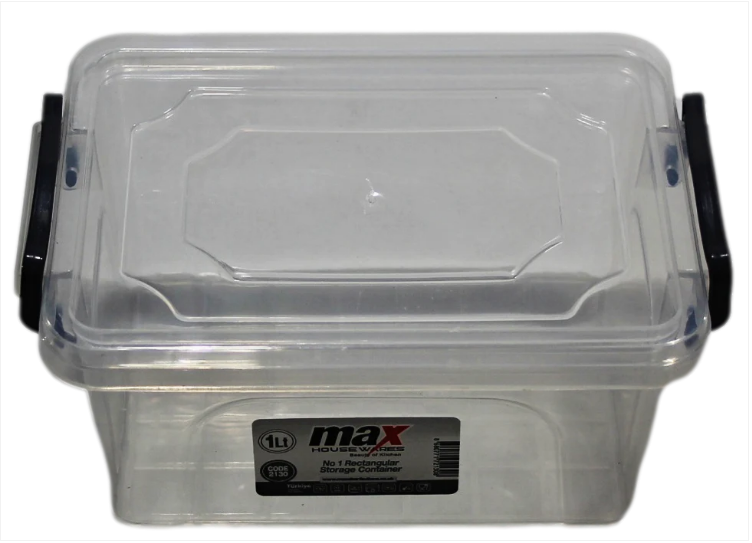 Clear Plastic Rectangle Storage Box 1 Litre 17 x 12 x 8 cm