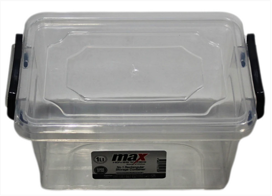 Clear Plastic Rectangle Storage Box 1 Litre 17 x 12 x 8 cm