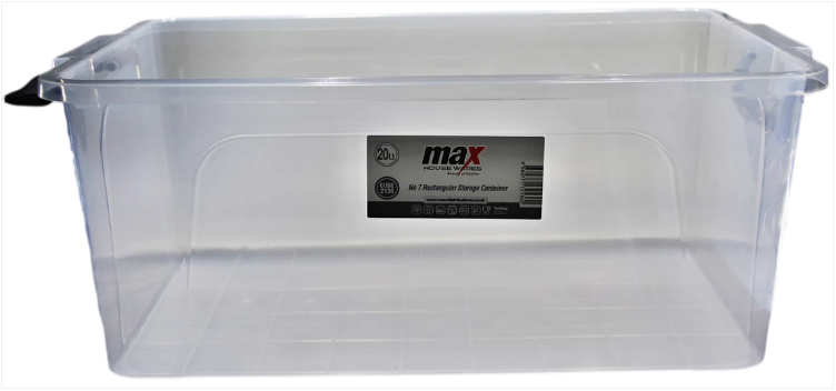 Clear Plastic Rectangle Storage Box 20 Litre 47 x 30 x 20 cm