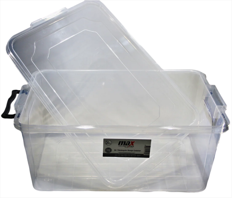 Clear Plastic Rectangle Storage Box 20 Litre 47 x 30 x 20 cm