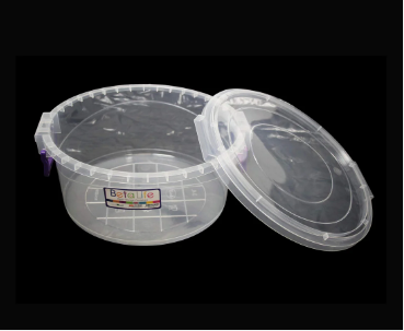 Clear Plastic Round Storage Box Container Food Cereal 3.4 Litre 24cm x 10cm