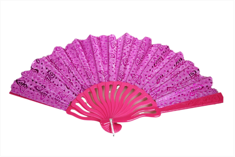 Cloth Mini Handheld Ladies Fan Traditional Chinese Waving Fan Assorted Colour 42cm