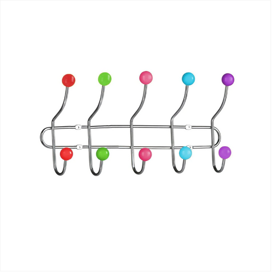 Clothes Hook Rack Chrome Storage Rack With 10 Assorted Dots Hanger 40cm