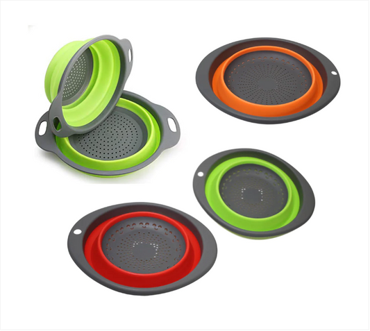 Collapsible Colander Silicone Kitchen Green/ Red Strainer 2 in 1 Silicone Colander Medium