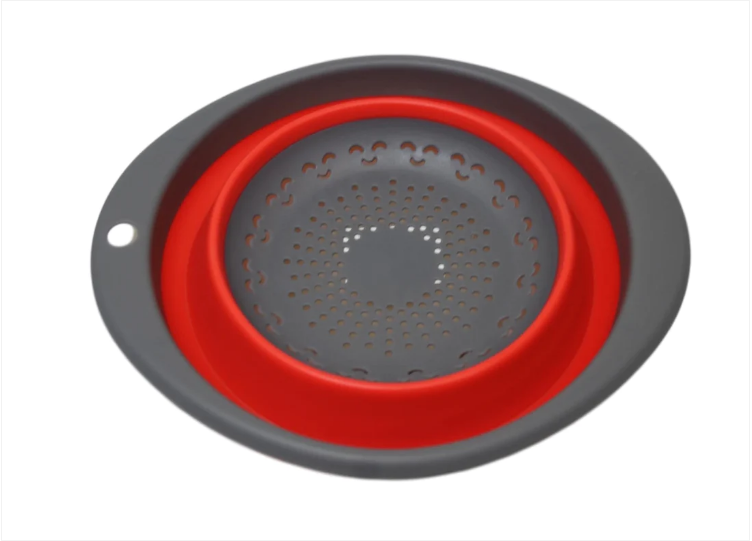 Collapsible Colander Silicone Kitchen Green/ Red Strainer 2 in 1 Silicone Colander Medium