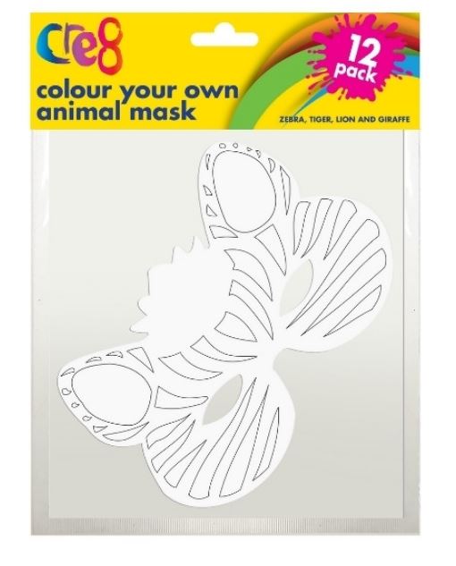 Colour-Your-Own Animal Mask, 12pk