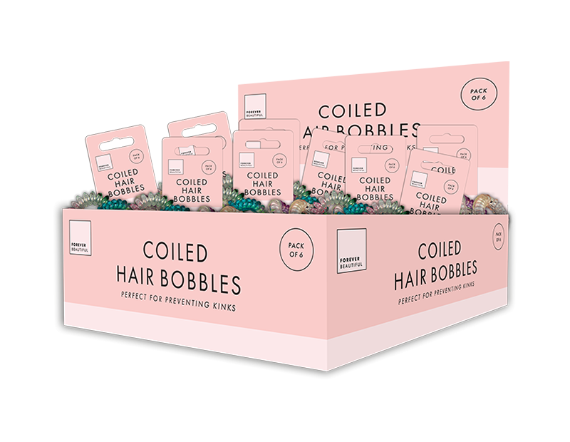 Coloured Coiled Hair Bobbles - 6 Pack (With PDQ)