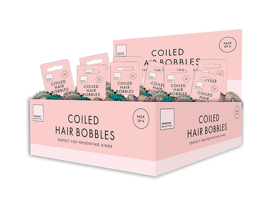 Coloured Coiled Hair Bobbles - 6 Pack (With PDQ)