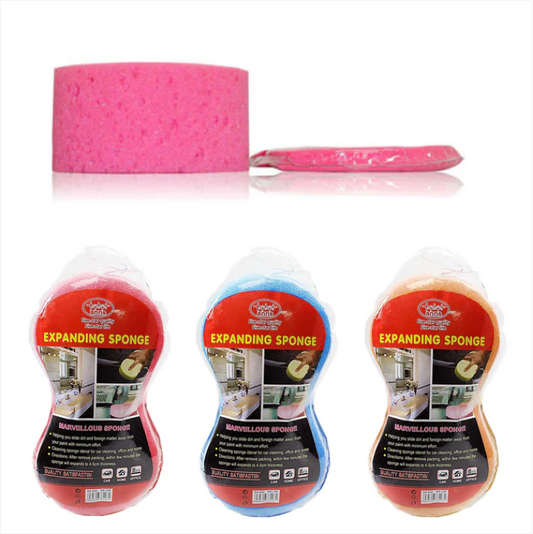 Compressed Expanding Kitchen Bathroom Cleaning Sponge Assorted Colours