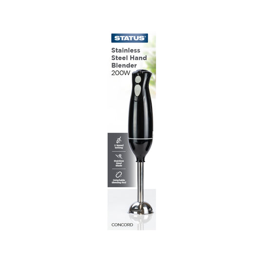 Concord - Black/Chrome - 200w - Hand Blender - 2 Speed - Detachable Blending Rod - Stainless Steel Blade - 1 pk - in Glossy Retail Box