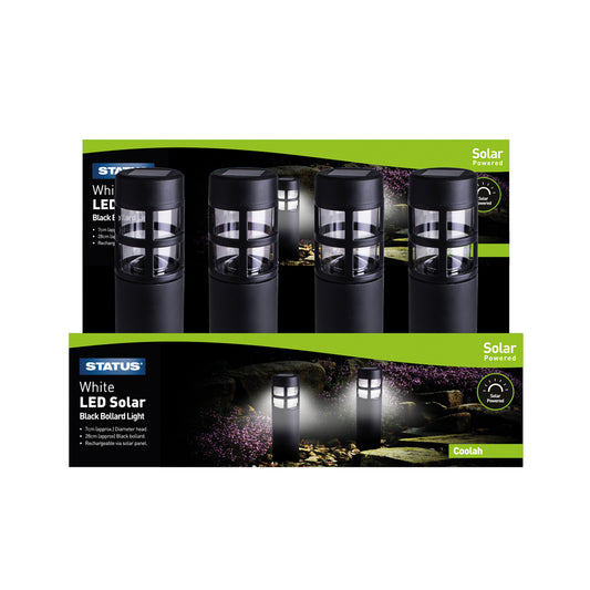 Coolah - 7cm - white LED - Solar - Bollard Stake Light - Black - Rechargeable Battery Included - Colour CDU