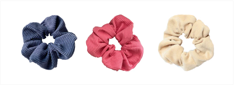 Corduroy Hair Bobble Elastic Scrunchie 10 cm Assorted Colours