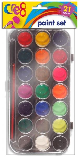 Cre8 21 Colours Paint Set With Brush Assorted Colours Childrens Paint Set