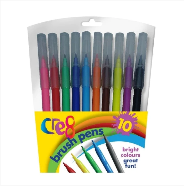 Cre8 Brush Pens Pack of 10 Assorted Colours