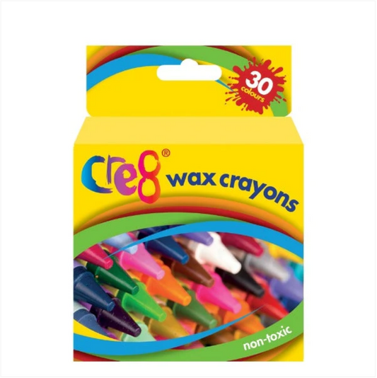 Cre8 Drawing Colouring Wax Crayons Pack of 30 Assorted Colours