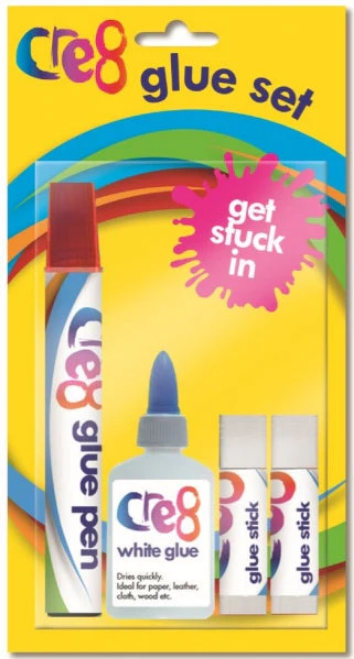 Cre8 Liquid and Glue Stick Set Pack of 4 Assorted Glues