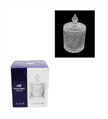 Crystal Glass Jar Sweets Sugar Glassware 10 x 8.5 cm