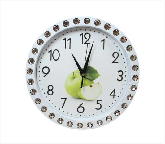 Crystal Style Border Clock Ideal For Home Kitchen Circle Shaped Clock 27cm x 27cm