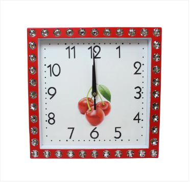 Crystal Style Border Clock Ideal For Home Kitchen Square Shaped Clock 27cm x 27cm