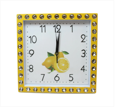Crystal Style Border Clock Ideal For Home Kitchen Square Shaped Clock 27cm x 27cm