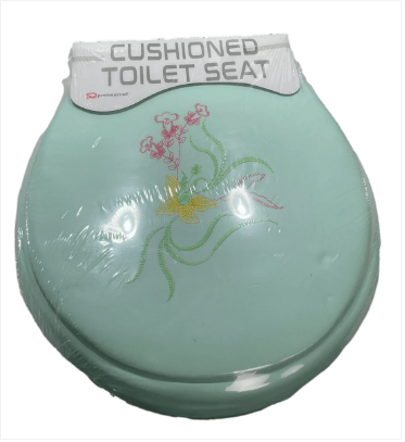 Cushioned Toilet Seat Assorted Embroidery Design Mixed Colours Random Sent x 1