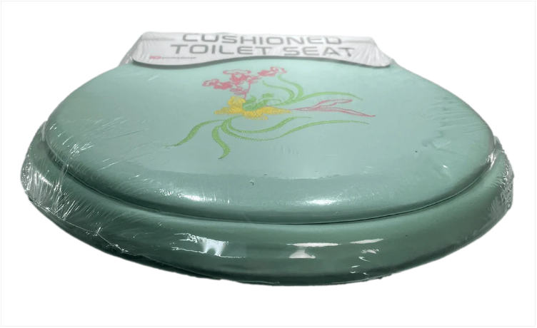 Cushioned Toilet Seat Assorted Embroidery Design Mixed Colours Random Sent x 1