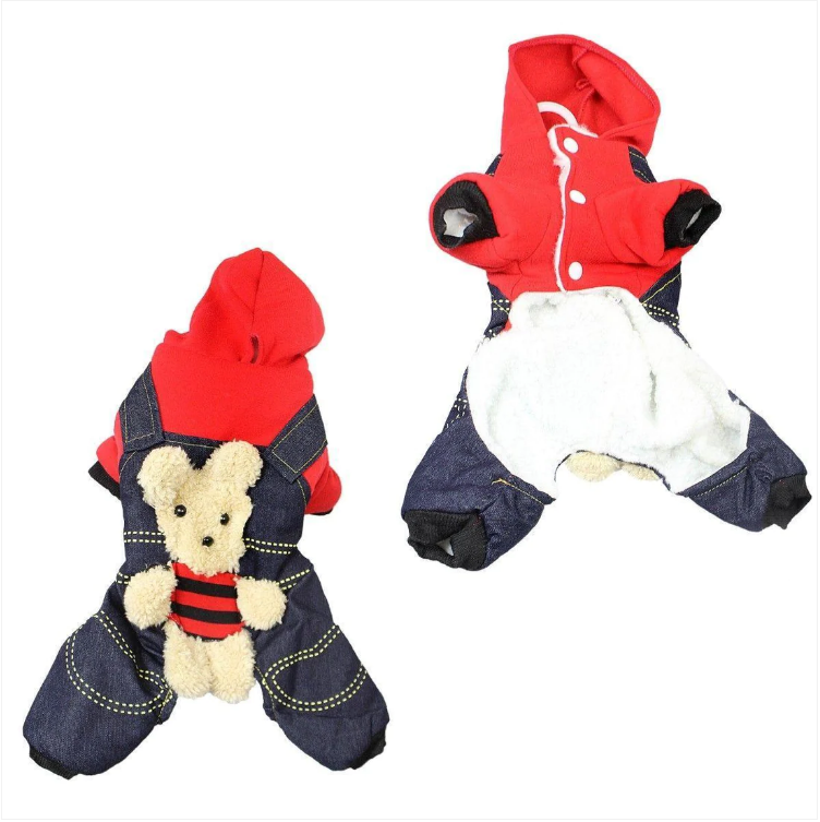 Cute Teddy Style Dog Pet Harness Style Fabric Jacket In 2 Designs Size Small