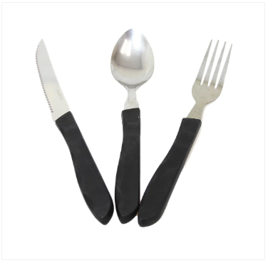 Cutlery Set 3 Pack Knife Spoon Fork Dinner Table Dining Cutlery Set Black Handle 20cm