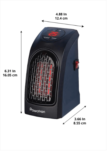 DGI Powatron Plug In Heater 400W 12.4 x 16.05 x 8.55 cm