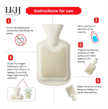 DGI Rubber Hot Water Bottle 1.0L 26 x 15cm