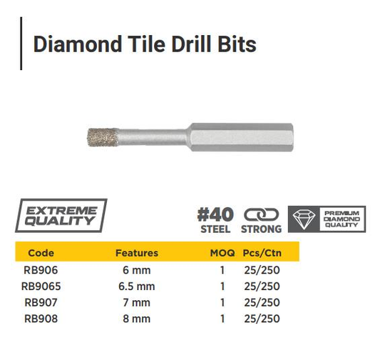 DIAMOND TILE DRILL BIT (HEX) 6MM