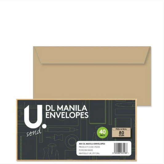 DL Manila Envelopes 16 x 12 cm Pack of 40