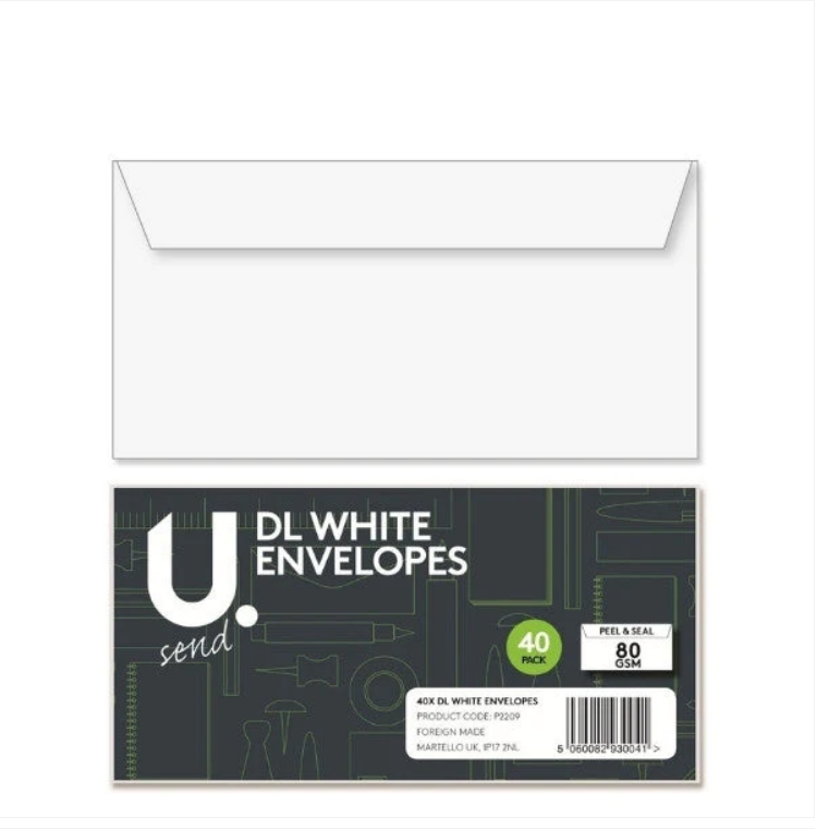 DL White Envelopes 40 Pack