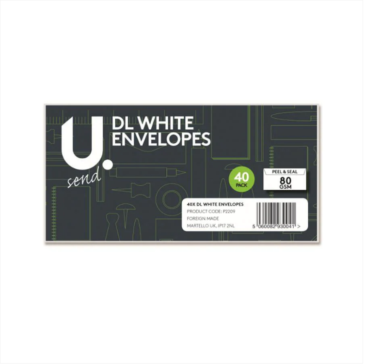 DL White Envelopes 40 Pack