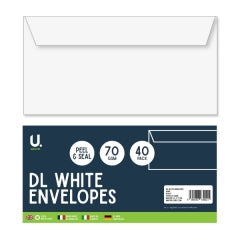DL White Envelopes, 40pk