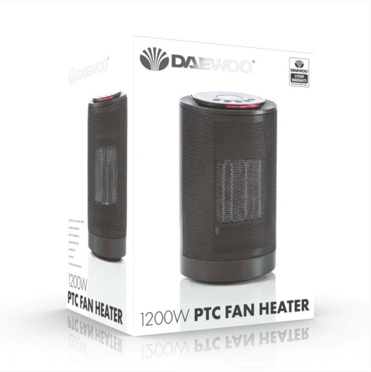 Daewoo 1200W PTC Heater Digital Control LED Display Black