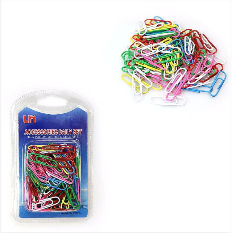 Daily Necessities Assorted Colour Paper Clips Home School Stationery 100 Pack
