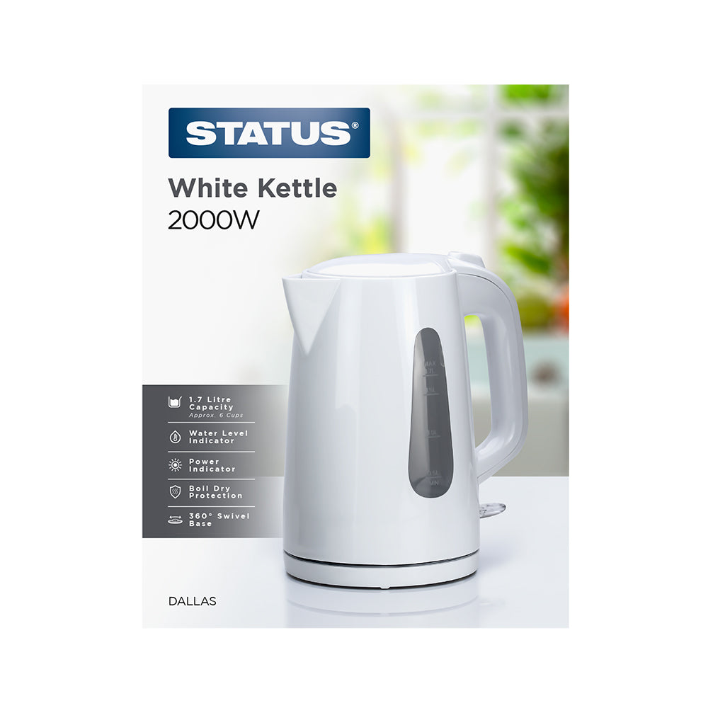 Dallas - White - 1.7 Litre - Swivel Cordless - Kettle - Dual Water Indicator - 2kw - 1 pk - in Glossy Retail Box